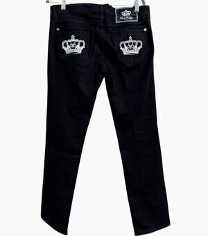 Victoria Beckham Rock & Republic Jeans 28 Black Crown Y2K Made USA